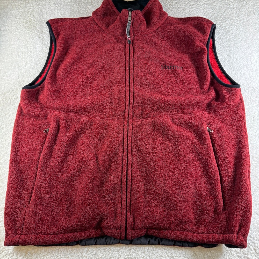 Marmot Fleece Vest Mens XL Red Excellent Full Zip Outdoor Layering Camping